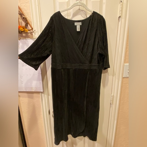 Women’s Catherine’s Empire Waist pleated black Midi dress size 0X - Picture 1 of 3